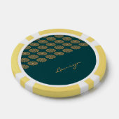 Aangepaste naam bruin bloemig op dennengroen poker chips (Enkel)