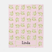 Aangepaste naam bruin kattenpatroon op roze fleece deken (Voorkant)