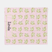 Aangepaste naam bruin kattenpatroon op roze fleece deken (Voorkant (Horizontaal))
