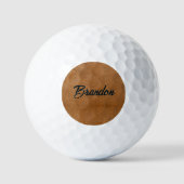Aangepaste naam bruin leder golfballen (Voorkant)