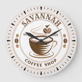 Aangepaste naam Bruin Retro  Coffee Shop Diner Grote Klok