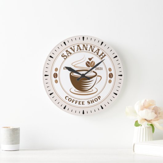 Aangepaste naam Bruin Retro  Coffee Shop Diner Grote Klok (Huis)