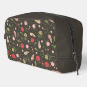 Aangepaste naam bruin rood roze bloempatroon toilettasje (Rechterhoek)