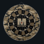 Aangepaste Naam Bruin Zwart Camo Dartboard Dartbord<br><div class="desc">Personaliseer dit bruin en zwart camouflagedartbord met jouw naam en initiaal. Geweldig cadeau voor een tiener. Ontworpen voor u door Blackberry Boulevard.</div>