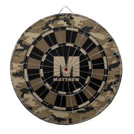 Aangepaste Naam Bruin Zwart Camo Dartboard Dartbord