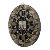 Aangepaste Naam Bruin Zwart Camo Dartboard Dartbord (Voorkant Rechts)