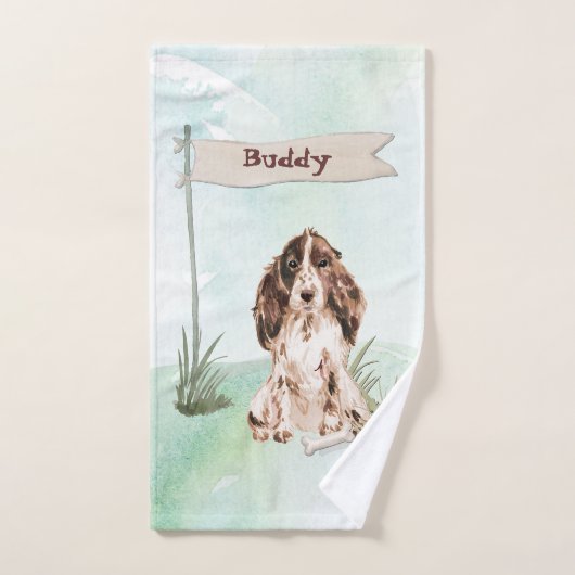 Aangepaste naam bruine Cocker Spaniel Pet Dog Bad Handdoek (Handdoek)