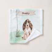 Aangepaste naam bruine Cocker Spaniel Pet Dog Bad Handdoek (Wasdoekje)