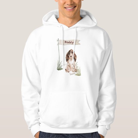 Aangepaste naam bruine Cocker Spaniel Pet Dog Hoodie (Voorkant)