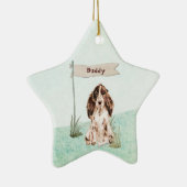 Aangepaste naam bruine Cocker Spaniel Pet Dog Keramisch Ornament (Rechts)