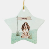 Aangepaste naam bruine Cocker Spaniel Pet Dog Keramisch Ornament (Voorkant)