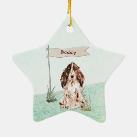 Aangepaste naam bruine Cocker Spaniel Pet Dog Keramisch Ornament (Achterkant)
