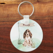 Aangepaste naam bruine Cocker Spaniel Pet Dog Sleutelhanger (Voorkant)