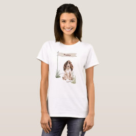Aangepaste naam bruine Cocker Spaniel Pet Dog T-shirt
