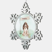 Aangepaste naam bruine Cocker Spaniel Pet Dog Tin Sneeuwvlok Ornament (Rechts)