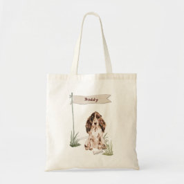 Aangepaste naam bruine Cocker Spaniel Pet Dog Tote Bag