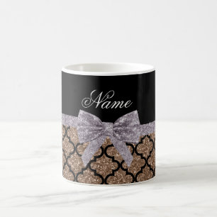 Aangepaste naam: bruine glitter moroccan-boer koffiemok