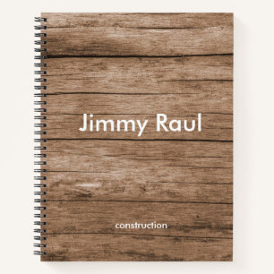 Aangepaste naam bruine houtextuur notitieboek