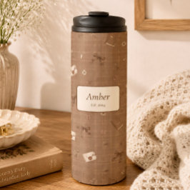 Aangepaste naam Bruine Vintage Cozy Boeklezers Cad Thermosbeker