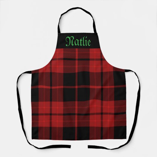 Aangepaste naam Buffalo Plaid Gepersonaliseerd Schort (Voorkant)