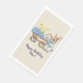 Aangepaste Naam Bunny met Blauwe Bloemen Verjaarda Servet (Hoek)