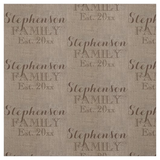 Aangepaste naam Burlap Rustic Print Stof (Swatch)