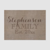 Aangepaste naam Burlap Rustic Print Tissuepapier (Voorkant)