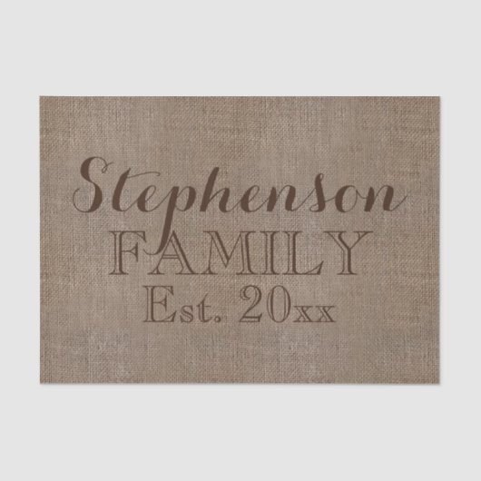 Aangepaste naam Burlap Rustic Print Tissuepapier (Voorkant)