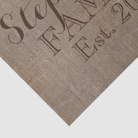 Aangepaste naam Burlap Rustic Print Tissuepapier (Detail)