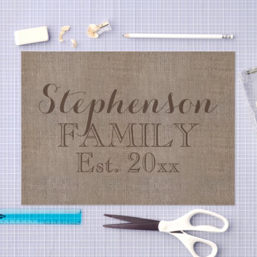 Aangepaste naam Burlap Rustic Print Tissuepapier (Craft)