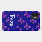 Aangepaste naam butterflies blauw patroon Case-Mate iPhone case (Achterkant (horizontaal))