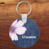Aangepaste naam Button bloem  Sleutelhanger (Voorkant)
