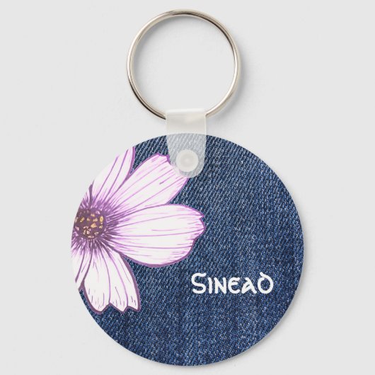 Aangepaste naam Button bloem  Sleutelhanger (Voorkant)