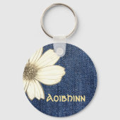 Aangepaste naam Button bloem  Sleutelhanger (Voorkant)