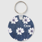 Aangepaste naam Button bloem  Sleutelhanger (Voorkant)