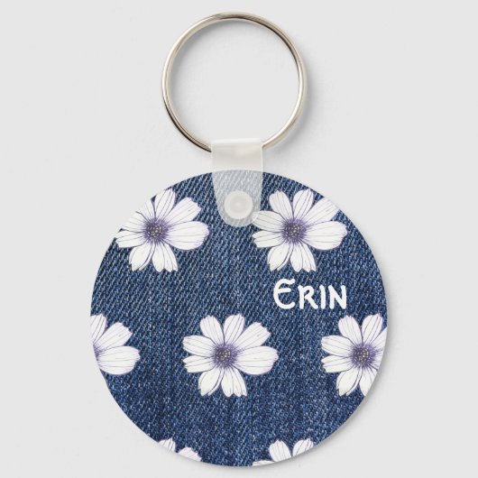 Aangepaste naam Button bloem  Sleutelhanger (Voorkant)