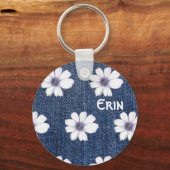 Aangepaste naam Button bloem  Sleutelhanger (Voorkant)