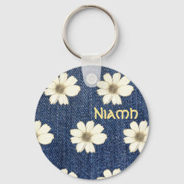 Aangepaste naam Button bloem  Sleutelhanger