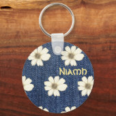 Aangepaste naam Button bloem  Sleutelhanger (Voorkant)