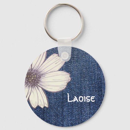 Aangepaste naam Button bloem  Sleutelhanger (Voorkant)