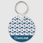 Aangepaste naam Button bloem  Sleutelhanger (Voorkant)