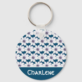 Aangepaste naam Button bloem  Sleutelhanger