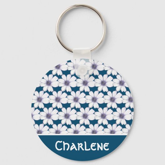 Aangepaste naam Button bloem  Sleutelhanger (Voorkant)