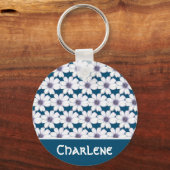 Aangepaste naam Button bloem  Sleutelhanger (Voorkant)