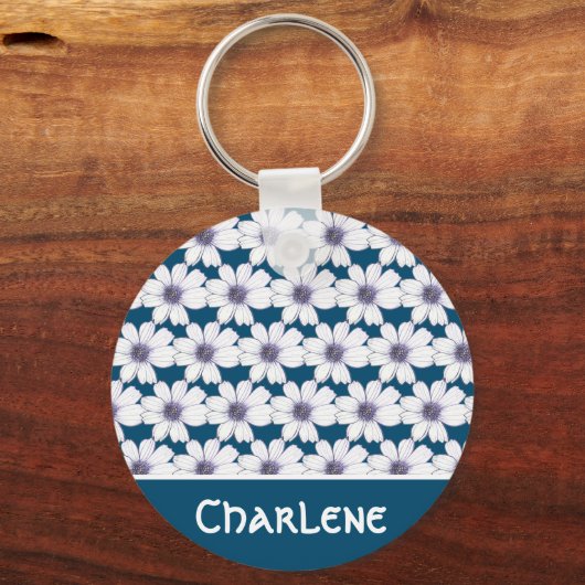 Aangepaste naam Button bloem  Sleutelhanger (Voorkant)