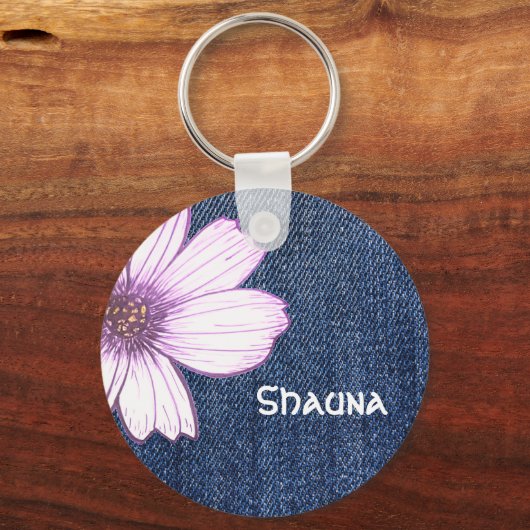 Aangepaste naam Button bloem Sleutelhanger (Voorkant)