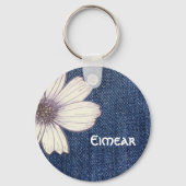Aangepaste naam Button bloem  Sleutelhanger (Voorkant)