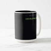Aangepaste naam C++ Code Ontwikkelaar Koffie Progr Tweekleurige Koffiemok (Voorkant rechts)