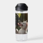 Aangepaste naam cadeau met knuffel kitten en dauwd waterfles (Achterkant)