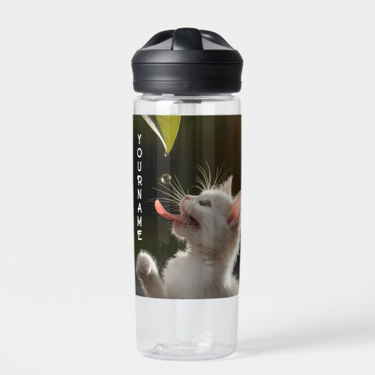 Aangepaste naam cadeau met knuffel kitten en dauwd waterfles (Voorkant)